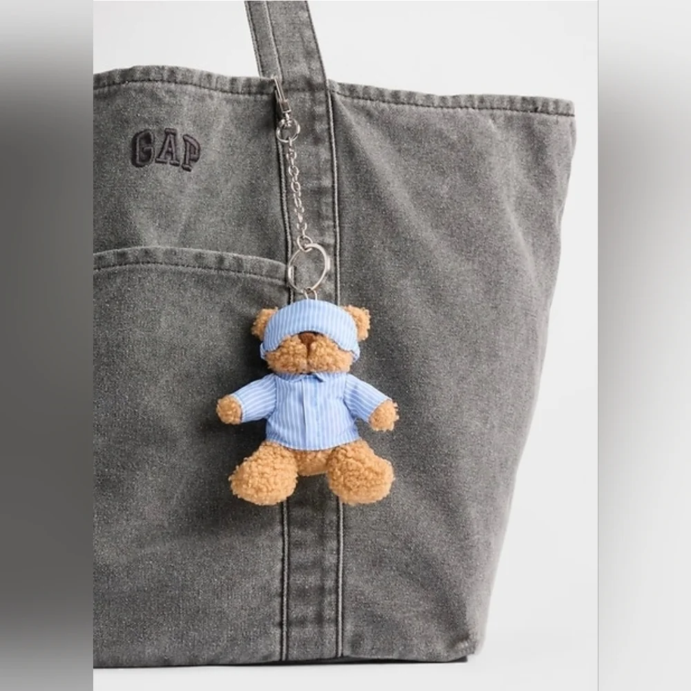 GAP Brannan Bear Sleep Keychain Charm Blue And White Stripe. New